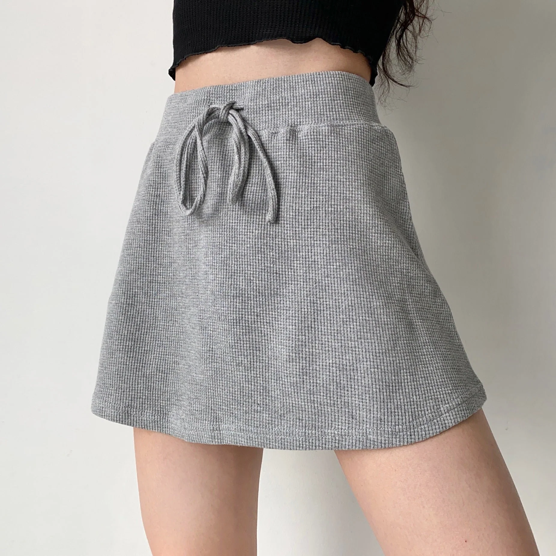 deanwangkt - Waffle Drawstring Skirt - Deanwangkt