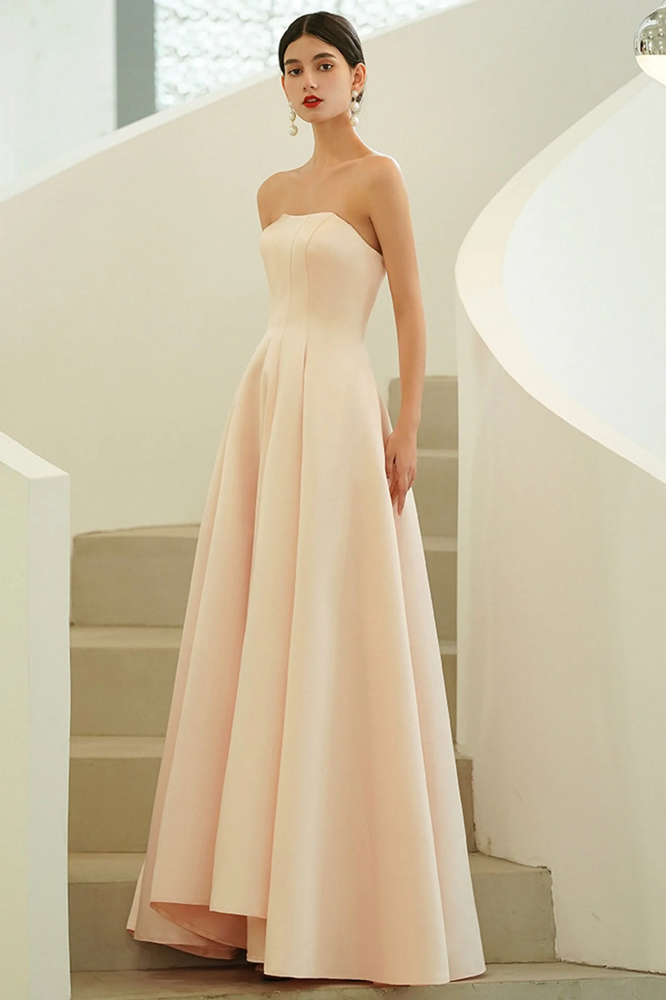 solvbao Pink Satin Long Prom Dresses, A-Line Off the Shoulder Evening Party Dresses - Deanwangkt