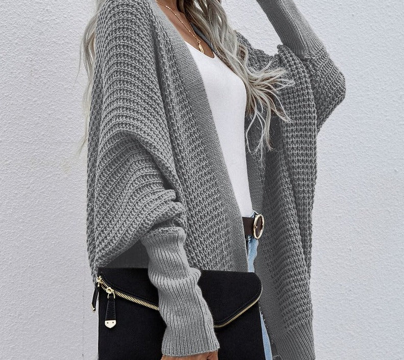 deanwangkt Women Oversized Cardigan Knitted Coat Autumn Oversize Sweater Bat Sleeve Women's Knitted Jacket Loose Oversize Cardigan Women - Deanwangkt