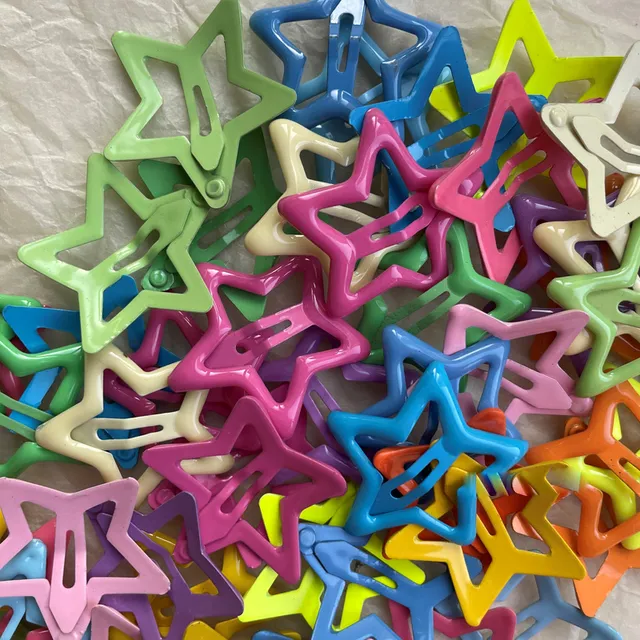 deanwangkt 10Pcs Silver Star BB Hairclips Girls Y2K Cute Star Barrettes Women Simple Metal Snap Clip Headdress Hair Jewelry Accessories - Deanwangkt