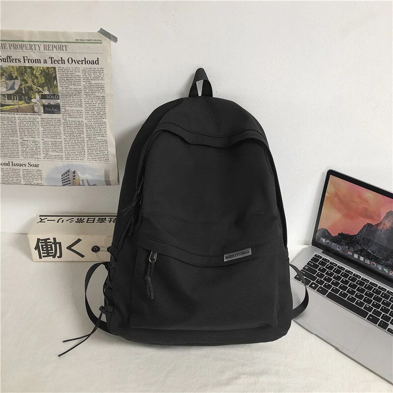 Back to school  Fashion Teens Bookbag Simple Women Rucksack Travel Bag Mochila High School Schoolbag for Girls Boys Black Backpack - Deanwangkt