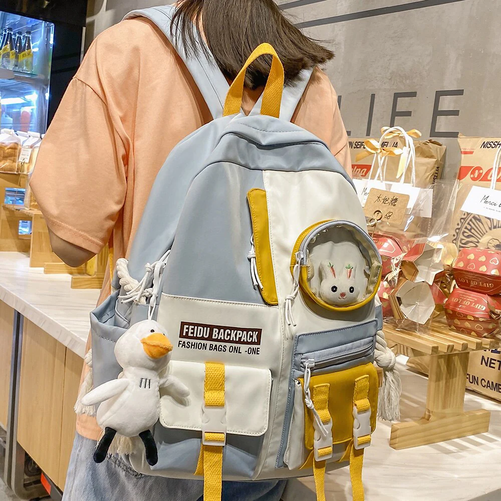 Female Harajuku Nylon Bag Kawaii Girl College Student Backpack Waterproof Fashion Ladies School Bag Book Women Cute Backpack New - Deanwangkt