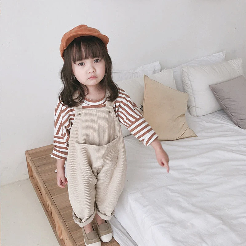 deanwangkt New Children Toddler Boys Kids Solid Overalls Suspender Trousers Casual Corduroy Baby Bib Pants Solid Outwear 9M-5T - Deanwangkt