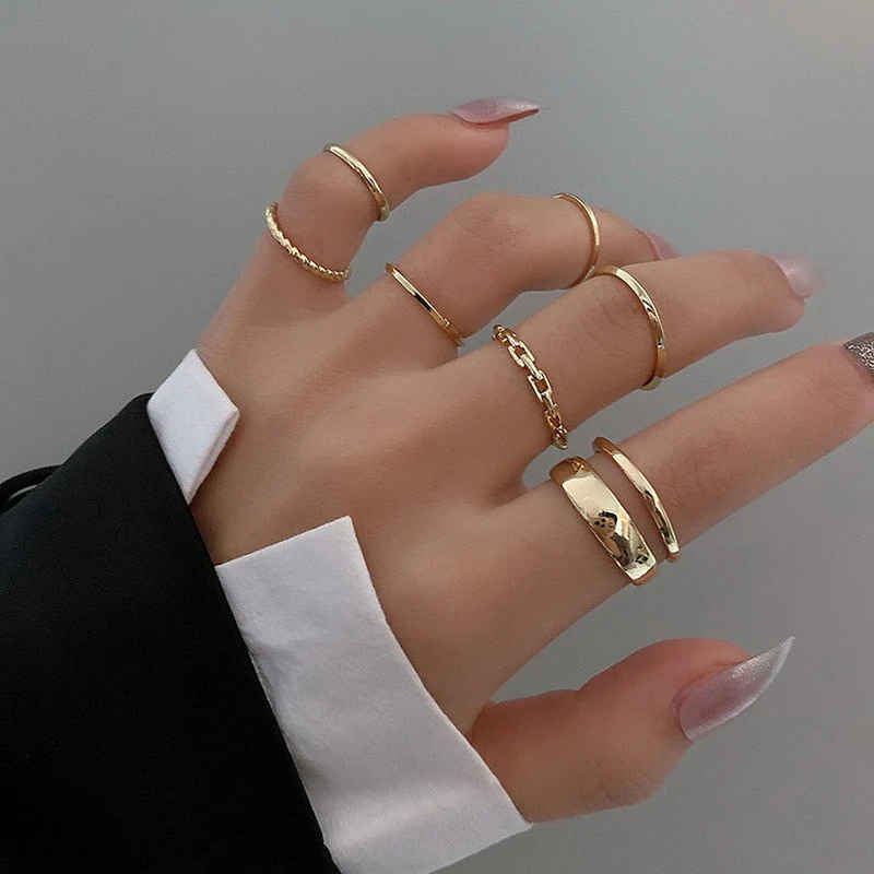 Bohemian Geometric Rings Set For Women Vintage Star Moon Flower Knuckle Finger Ring Women Girl Fashion Jewelry Gift - Deanwangkt