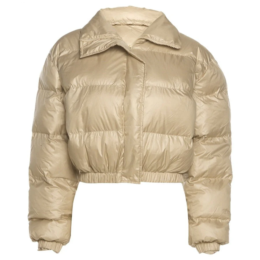 deanwangkt Pure Cotton Heavy Coat Women Harajuku Solid Herfst Warming Slim Casual Style Outwear Long Sleeve Turtleneck Casualwear - Deanwangkt