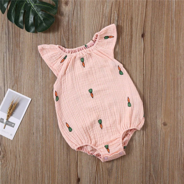 Baby Girls Romper Summer Infant Unisex Newborn Sleeveless Girls Print One-pieces Jumpsuit Baby Cotton Linen Soft Clothes Outfits - Deanwangkt