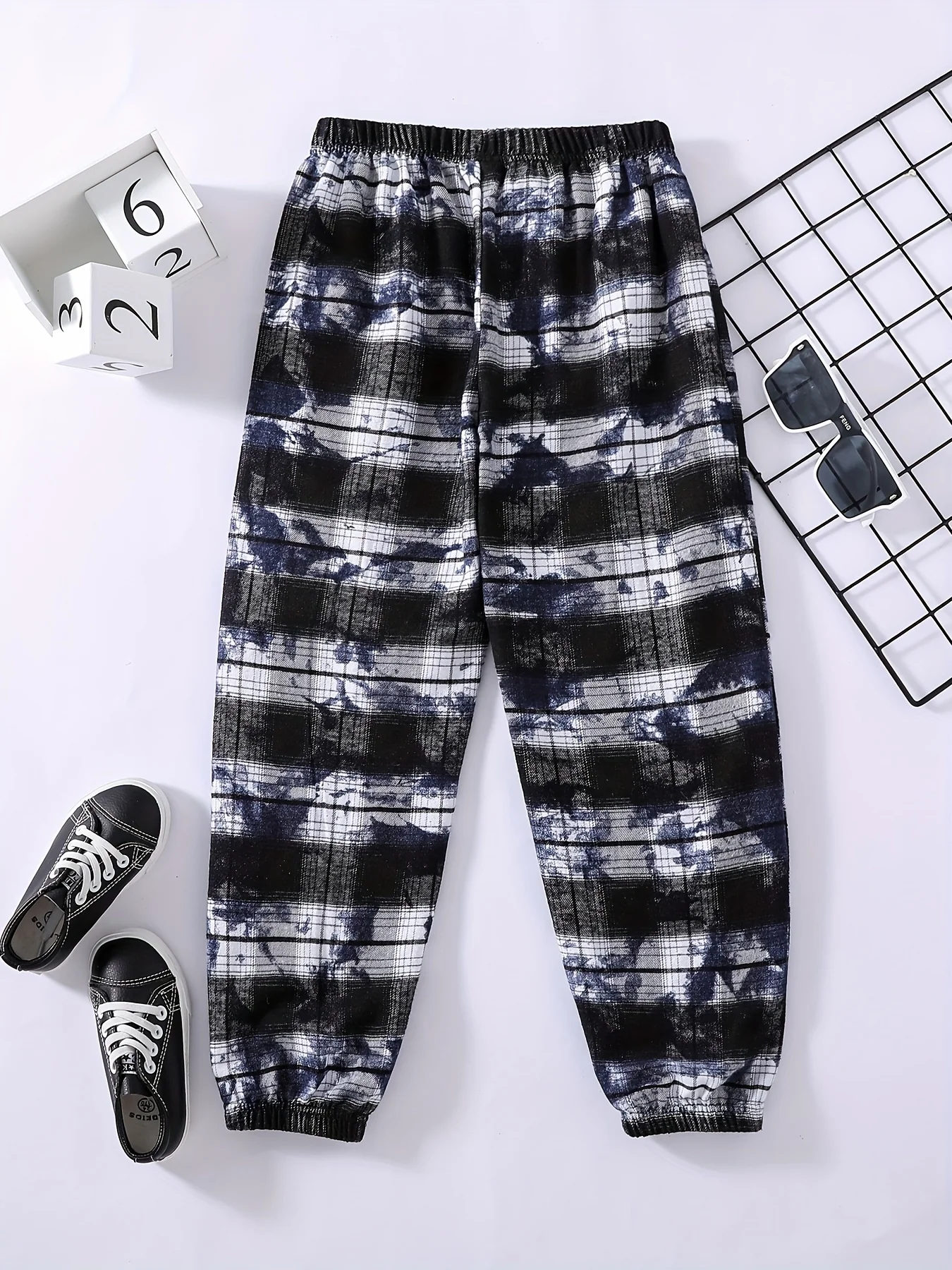 Stylish Boys Tie Dye Casual Plaid Soft Comfortable Long Pants For Spring And Autumn Kids Clothes Outdoor - Deanwangkt
