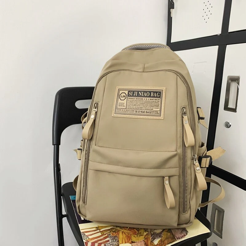 BACK TO COLLEGE   Fashion Solid Waterproof Mochila High School Large Bookbag for Boys Girls Schoolbag Women Shoulder Rucksack Black Men - Deanwangkt