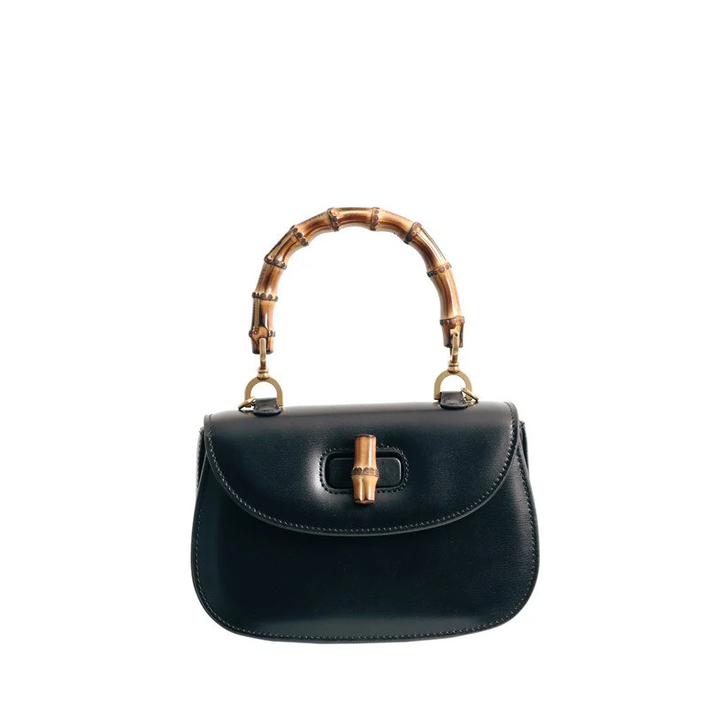 deanwangkt High quality Messenger Bag Bamboo Bag Handbag Saddle Bag Mahjong Bag Women Crossbody BagNew Leather Retro Fashion Women's Bag - Deanwangkt