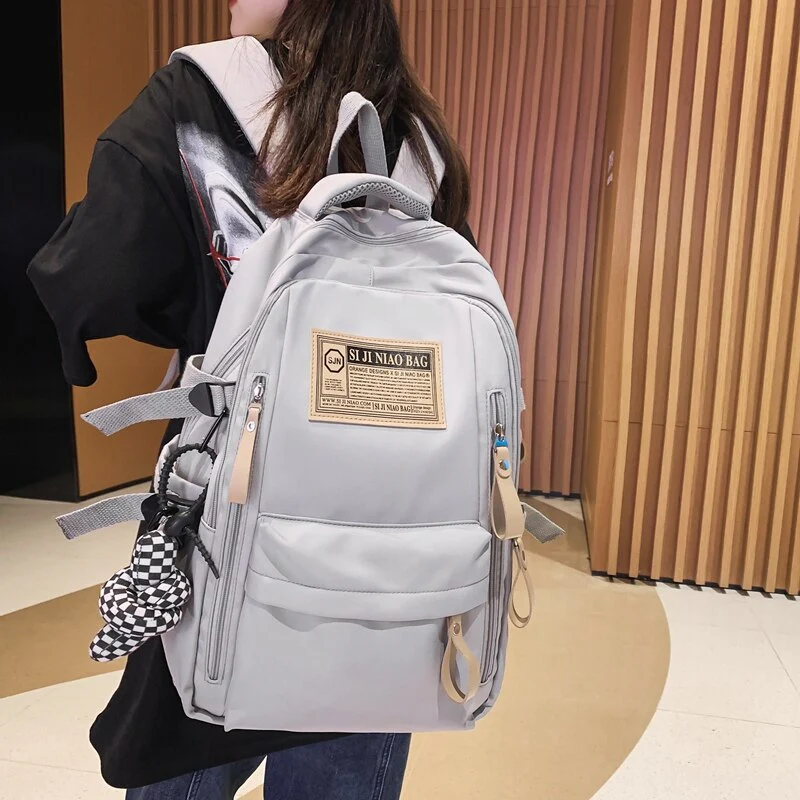 BACK TO COLLEGE   Fashion Solid Waterproof Mochila High School Large Bookbag for Boys Girls Schoolbag Women Shoulder Rucksack Black Men - Deanwangkt
