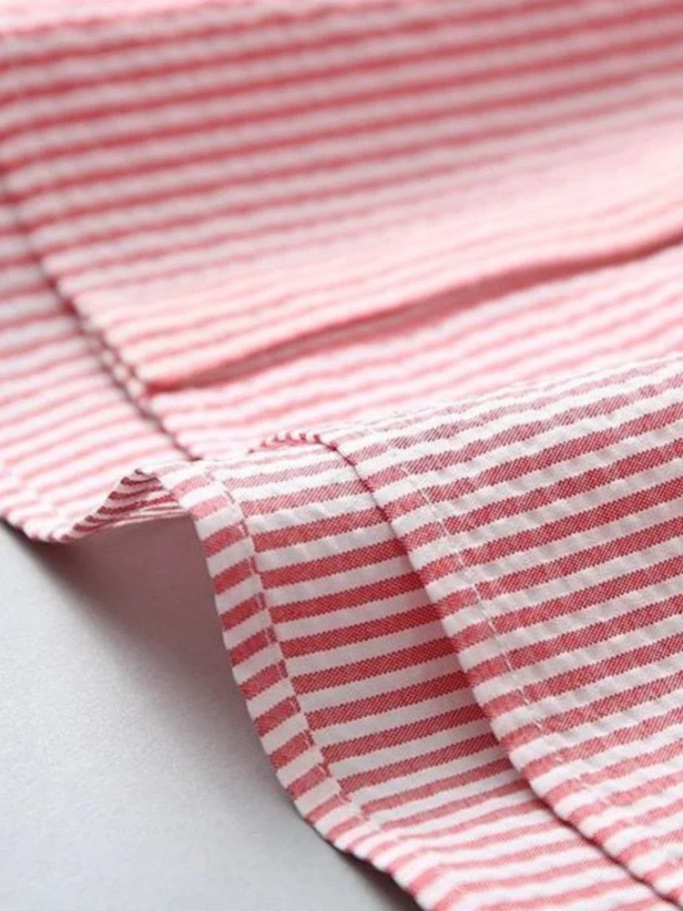 deanwangkt Temperament Stripe Korea Fashion College Loose Thin V-Neck Shirt Women's Long Sleeve Cardigan Casual Coat Ladies Office - Deanwangkt