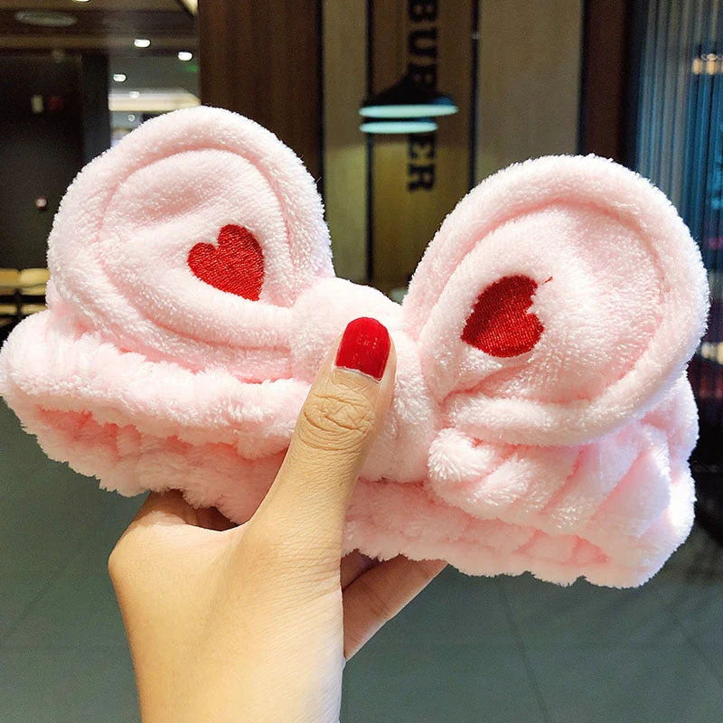 Wash Face Hair Holder Hairbands Soft Warm Coral Fleece Bow Animal Ears Headband For Women Girls Turban Fashion Hair Accessories - Deanwangkt
