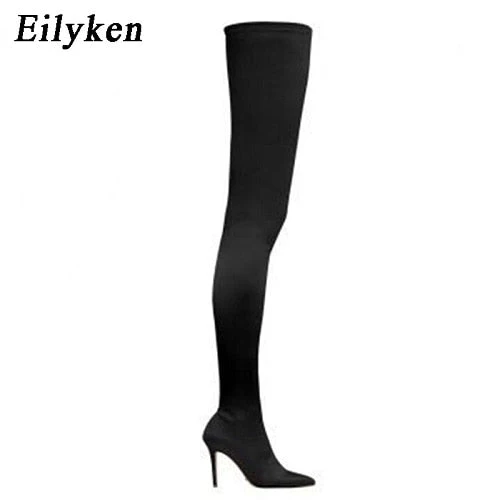 DEANWANGKT  Thigh High Boots Over The Knee Elastic Stretch Boots Women Botas Mujer Sexy Knee High Heels Sock Boots New - Deanwangkt