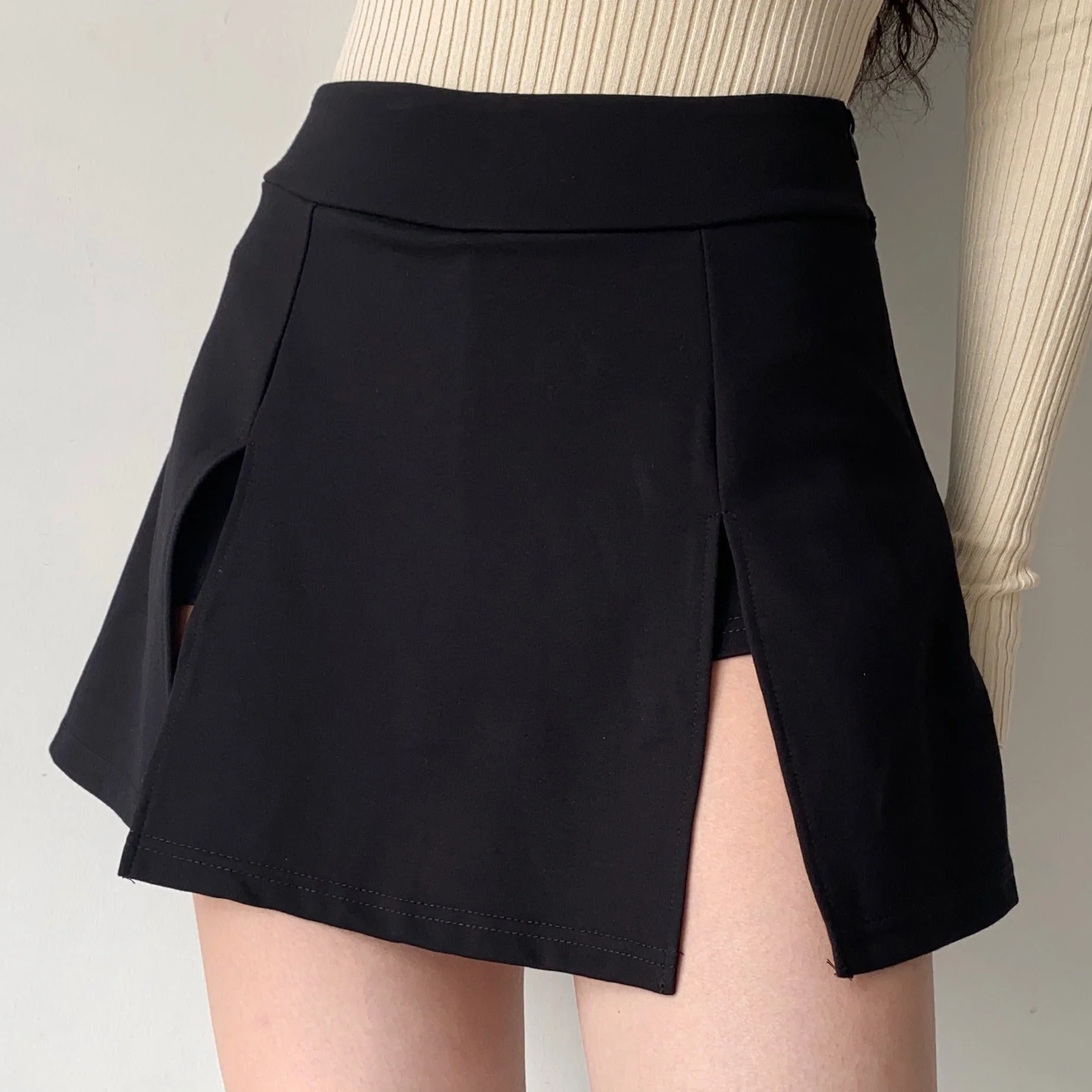 deanwangkt - Chic Double Split Skirt - Deanwangkt