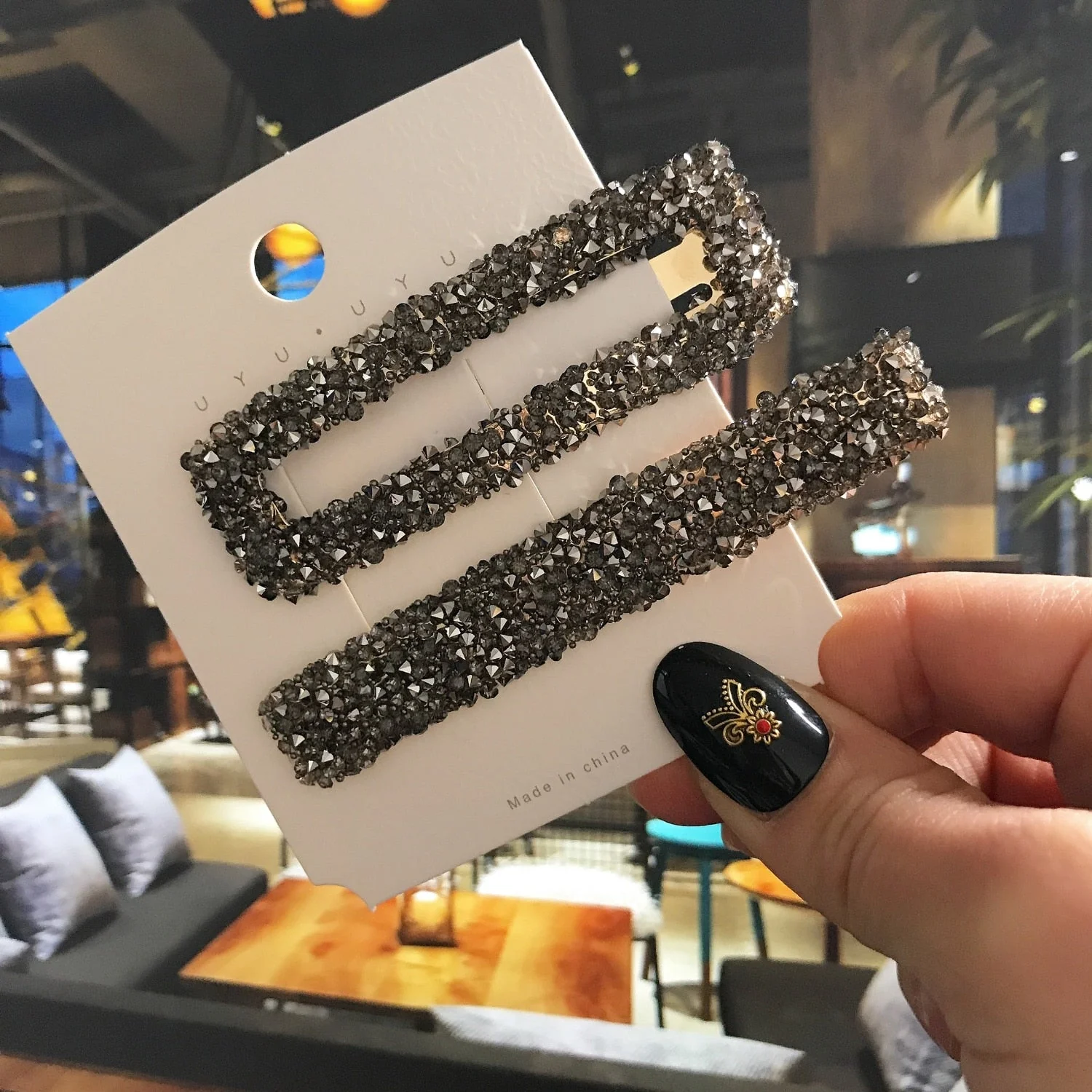 deanwangkt 2pcs/set Women Hairpins Hair Clip Accessories Femme Fashion Luxury Long Square Crystal Barrette Gold Hairgrip Headdress  New - Deanwangkt