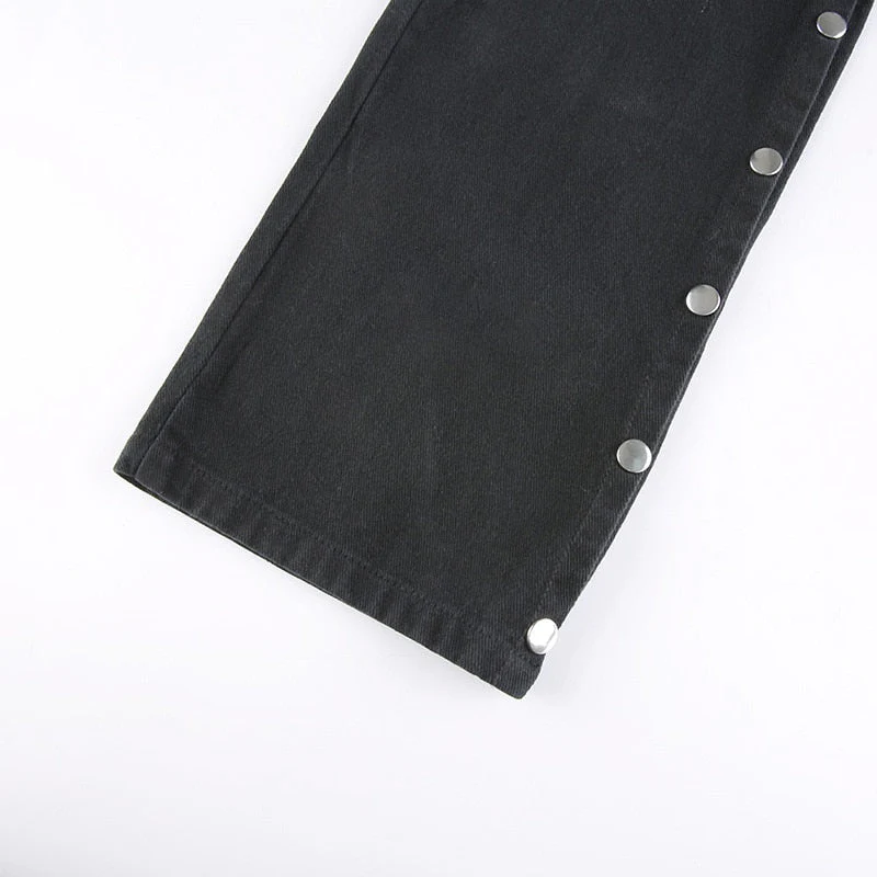 deanwangkt Gothic Emo Alt Cargo Pants Techwear Hip Hop Jeans Lazy Goth Punk Black Denim Trousers Streetwear Academic Low Waist Joggers Y2k - Deanwangkt