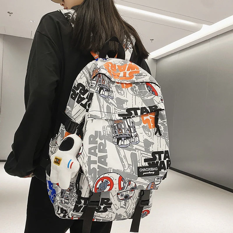 Back To School Harajuku Girl Male School Bag Female Graffiti Print Men Backpack Women Book Boy Bag Nylon Ladies Fashion Laptop Backpack Student - Deanwangkt