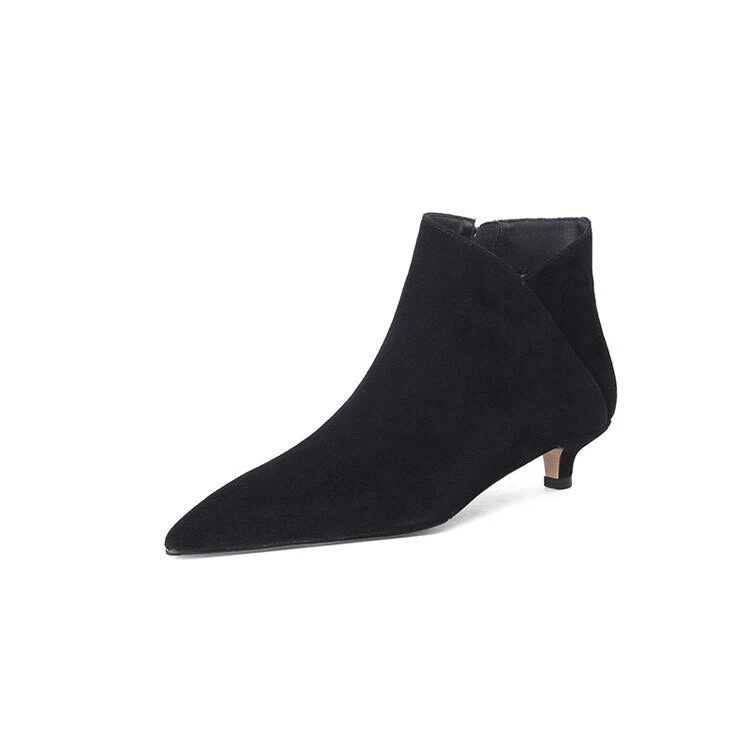 deanwangkt  fashion inspo    NEW Autumn Women Ankle Boots Sheep Suede Shoes Pointed Toe High Heel Shoes Women Concise Thin Heel Boots for Woman botines mujer - Deanwangkt