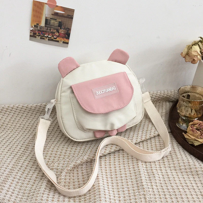 deanwangkt Japanese Style Lovely Small Bag Women Cartoon Bear Ears Nylon Bag Student Girl Crossbody Bags For Women Bolsa Mujer Shoulder Bag - Deanwangkt