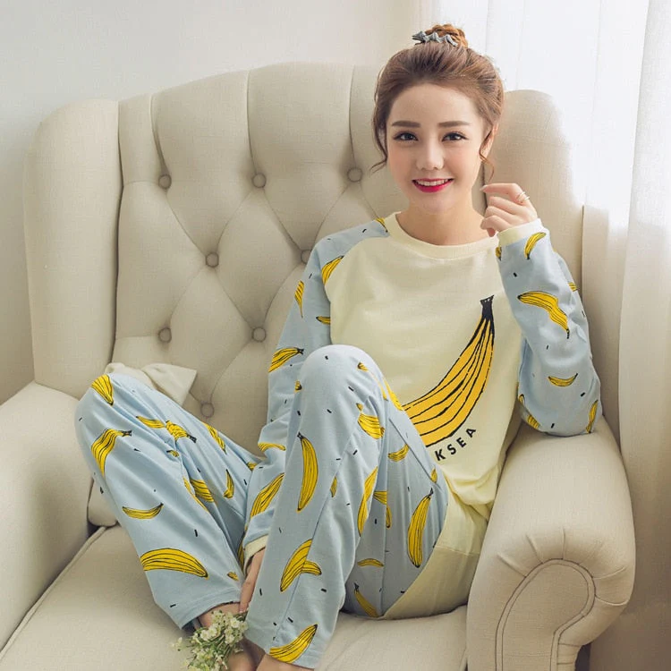 deanwangkt Women Pajamas Set Girl Sleepwear Pijama Long Women Pyjamas Suit Female Clothing Set  Nightwear - Deanwangkt