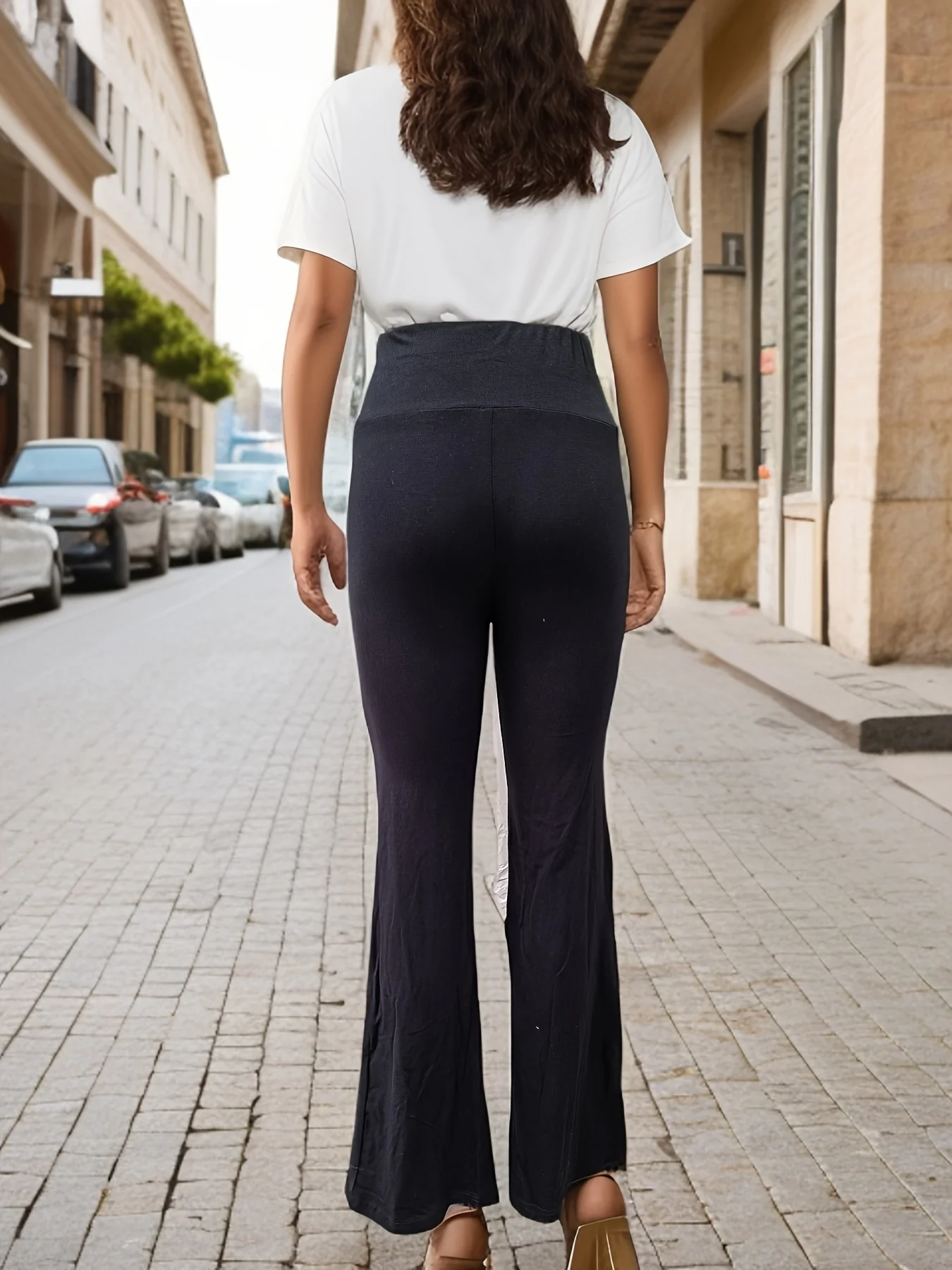 deanwangkt-1  Solid High Waist Pants, Casual Long Length Summer Workout Wide Leg Pants, Women's Clothing - Deanwangkt