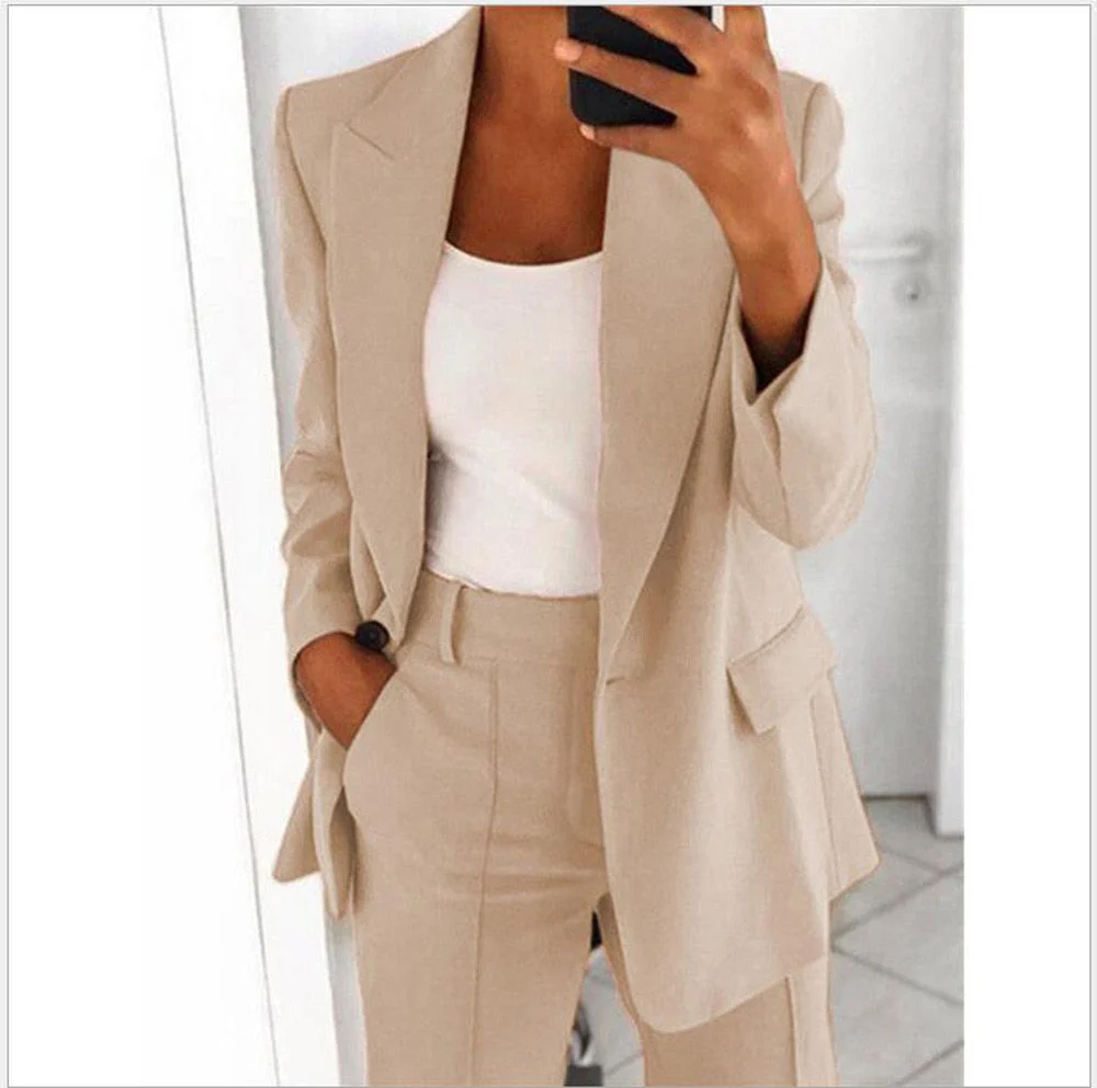 deanwangkt  Spring Blazer Women Coat Loose Jacket Solid Green Casual Blazers Woman Fashion OL Formal Elegant Female Coats Office Lady - Deanwangkt