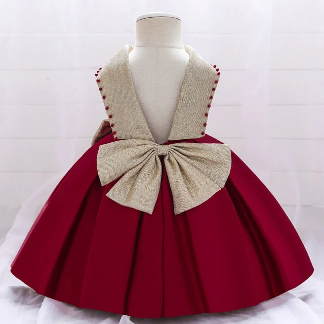 Summer Sequin Big Bow Baby Girl Dress 1st Birthday Party Wedding Dress For Girl Palace Princess Evening Dresses Kid Clothes - Deanwangkt