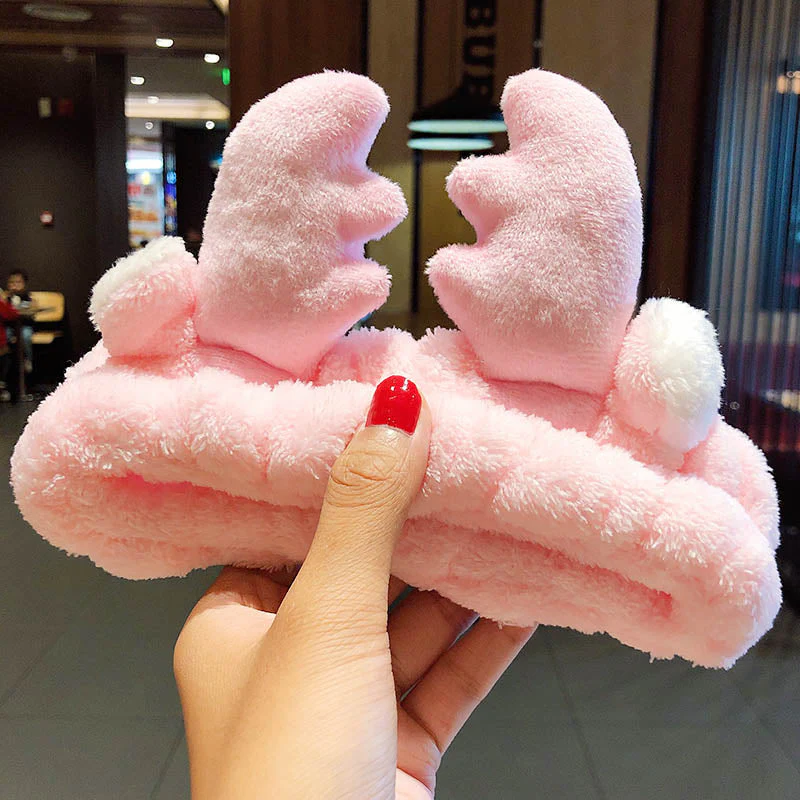 Wash Face Hair Holder Hairbands Soft Warm Coral Fleece Bow Animal Ears Headband For Women Girls Turban Fashion Hair Accessories - Deanwangkt