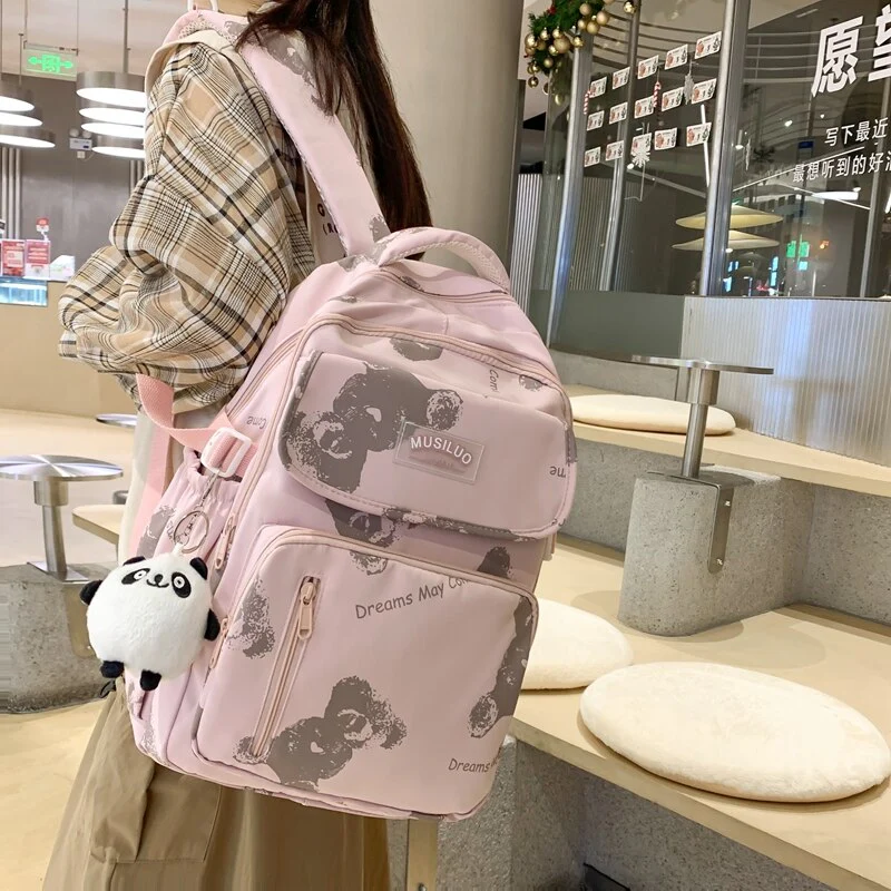 Fashion Kawaii Travel Bag Student Laptop College Backpack Girls School Bag Teenage Women Backpack Female Leisure Cute Mochila - Deanwangkt