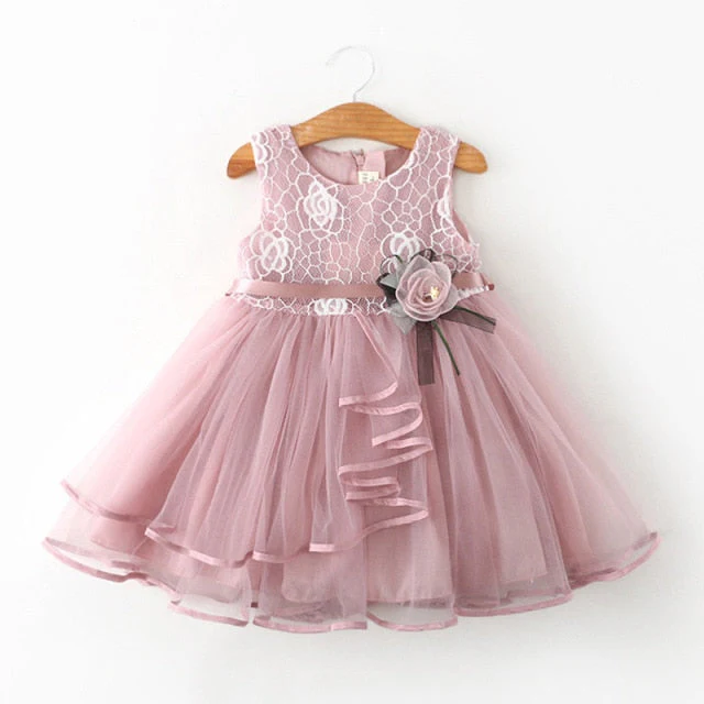 Flower Newborn Baby Dress New Summer Cute Baby Girls Clothes Tulle Lace Infant XMAS Party Clothing 1 Year Birthday Dress - Deanwangkt