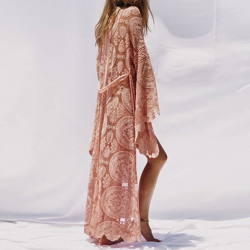 deanwangkt Lace Women Shirt Tops Lace Up Flare Sleeve Maxi Blouse Female  Summer Fashion Vacation Style Clothes Plus Size - Deanwangkt