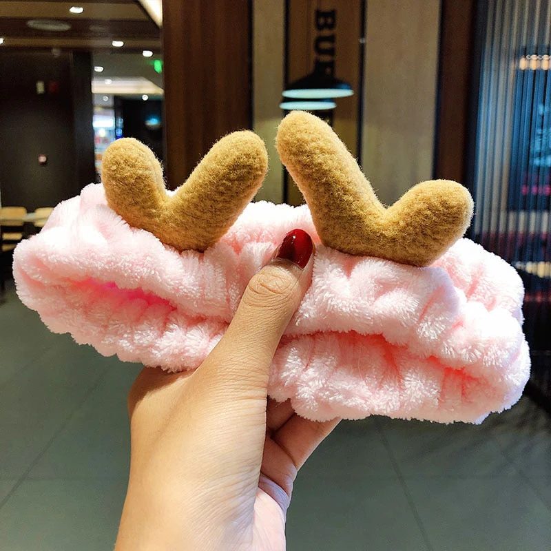 Wash Face Hair Holder Hairbands Soft Warm Coral Fleece Bow Animal Ears Headband For Women Girls Turban Fashion Hair Accessories - Deanwangkt