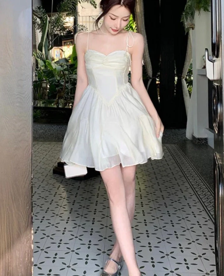 deanwangkt Summer Sexy Fairy Dress Women Sweet Elegant Backless Mini Dresses Korean Fashion High Waist Party Casual Dress New - Deanwangkt