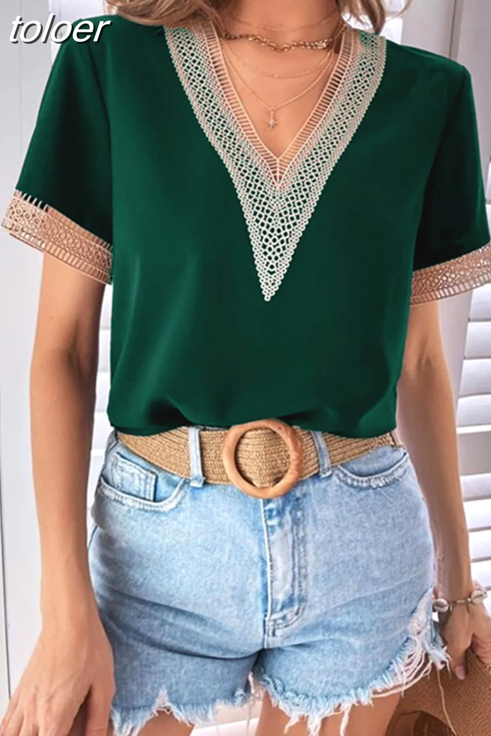 deanwangkt Casual Loose Blouse Women V-Neck Streetwear Shirt Summer Fashion Basic Top Women Party Clothing Shirt 21441 - Deanwangkt