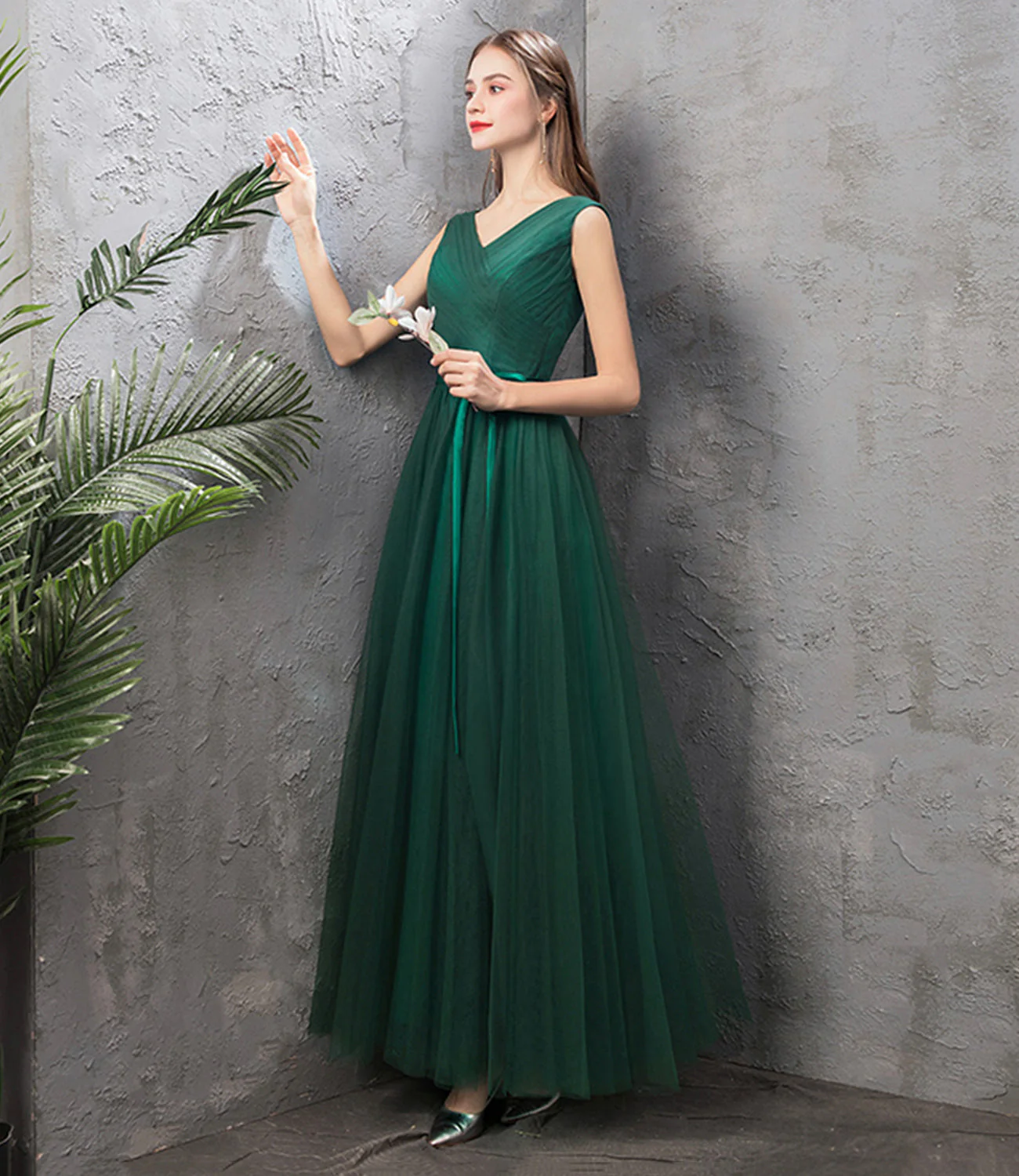 solvbao Green Tulle Long Prom Dresses, A-Line Evening Dresses - Deanwangkt