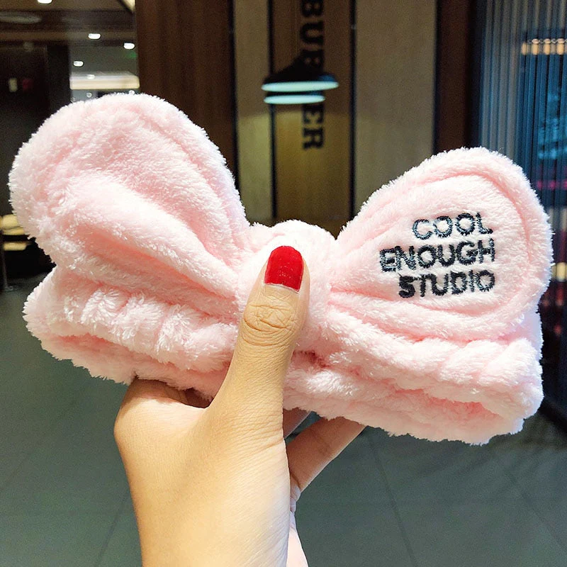 Wash Face Hair Holder Hairbands Soft Warm Coral Fleece Bow Animal Ears Headband For Women Girls Turban Fashion Hair Accessories - Deanwangkt