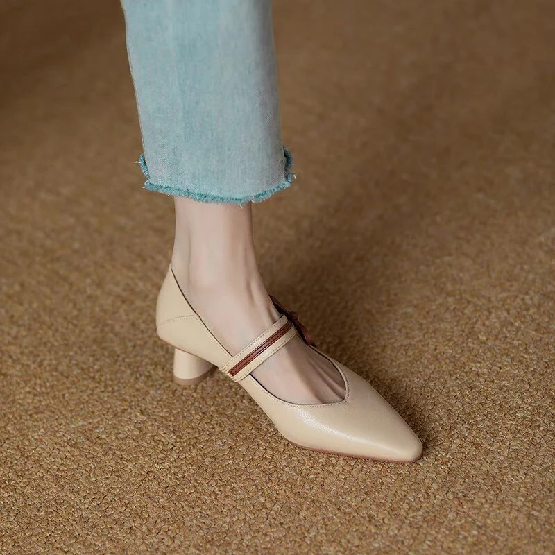 deanwangkt Shoes for Women New Bow Knot Thick with A Word with Summer Fashion Versatile Ladies Single Shoes Sandal - Deanwangkt