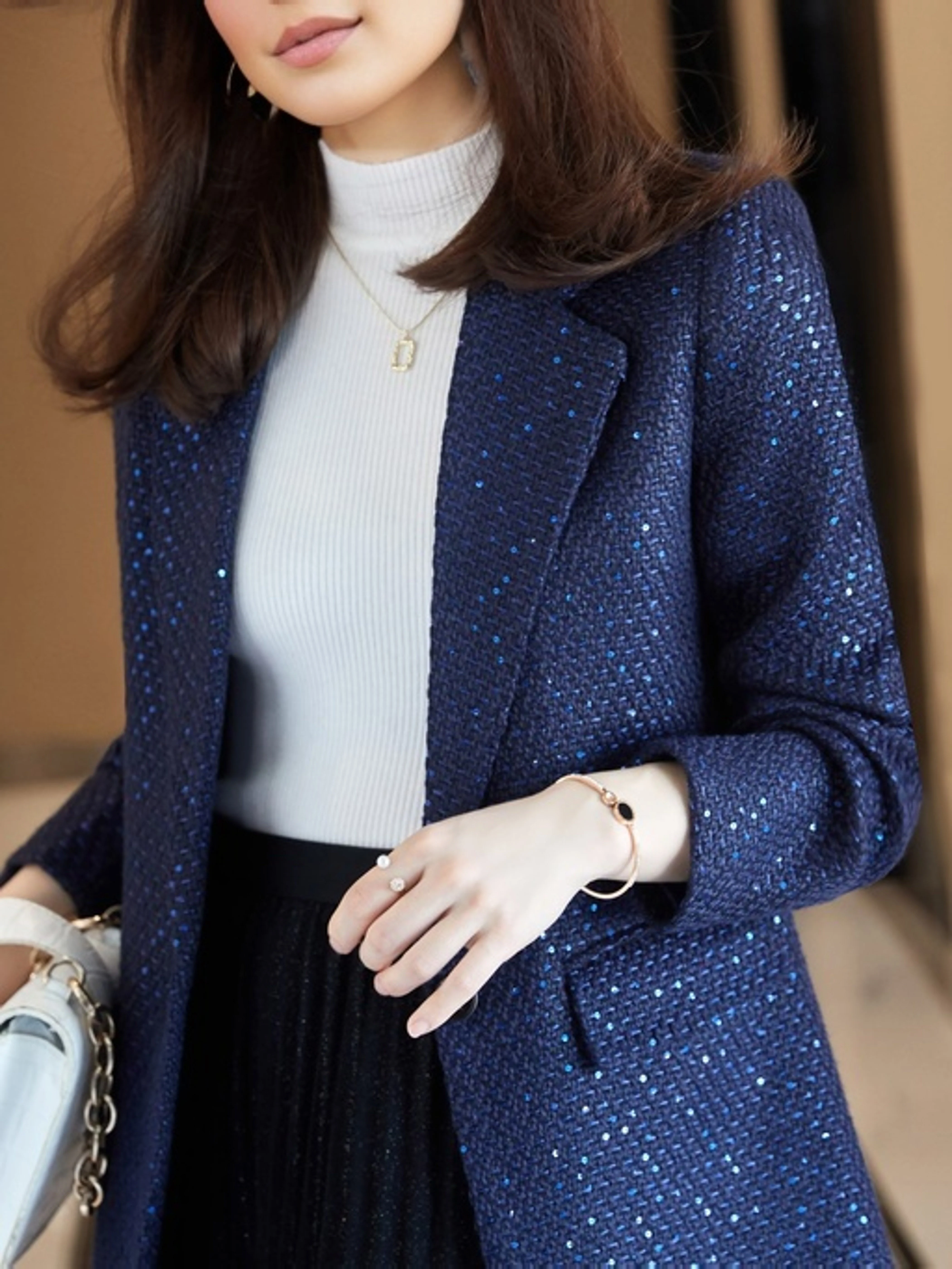 deanwangkt-1 Solid Button Front Slim Blazer, Casual Long Sleeve Lapel Blazer For Office, Women's Clothing - Deanwangkt