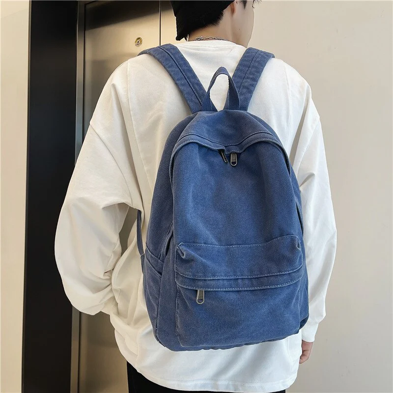 deanwangkt New Casual Large Capacity Denim Women Backpacks High Quality Ladies Daily Travel Bag Teenagers Girls School Rucksack School Bag - Deanwangkt