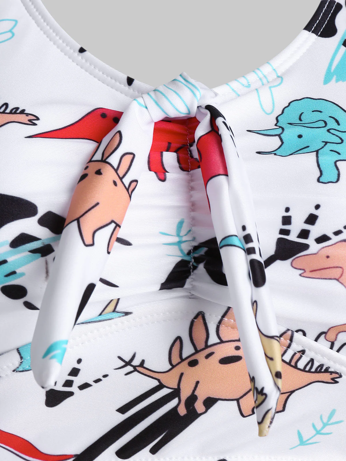 deanwangkt  Sexy Women High Waist Bikini Swimsuit Swimwear Female Bandeau Cartoon Dinosaur Print Bow Detail Padded Tankini Set Bather - Deanwangkt