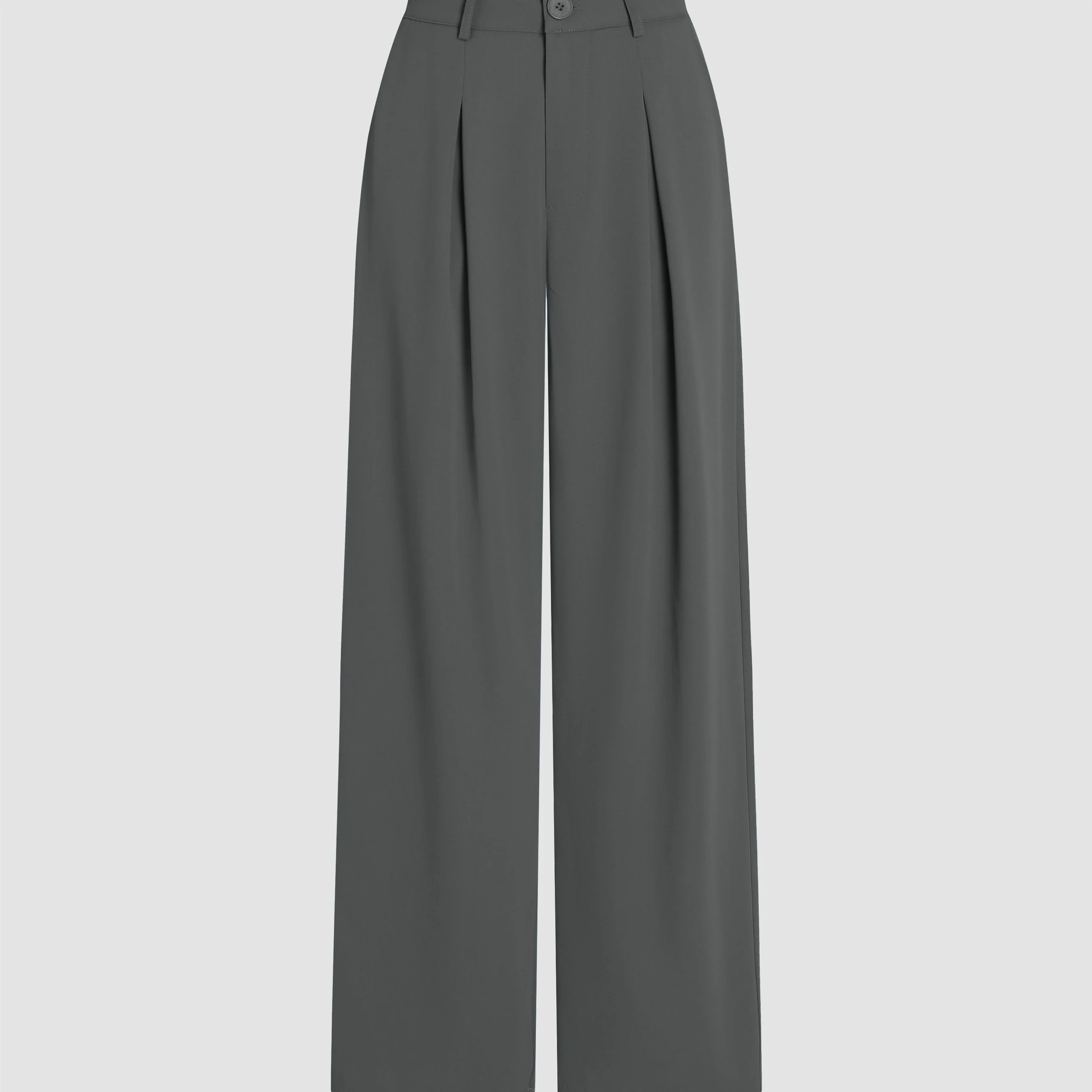 deanwangkt-1  Solid Wide Leg Pants, Elegant Button Slant Pocket Draped Pants, Women's Clothing - Deanwangkt