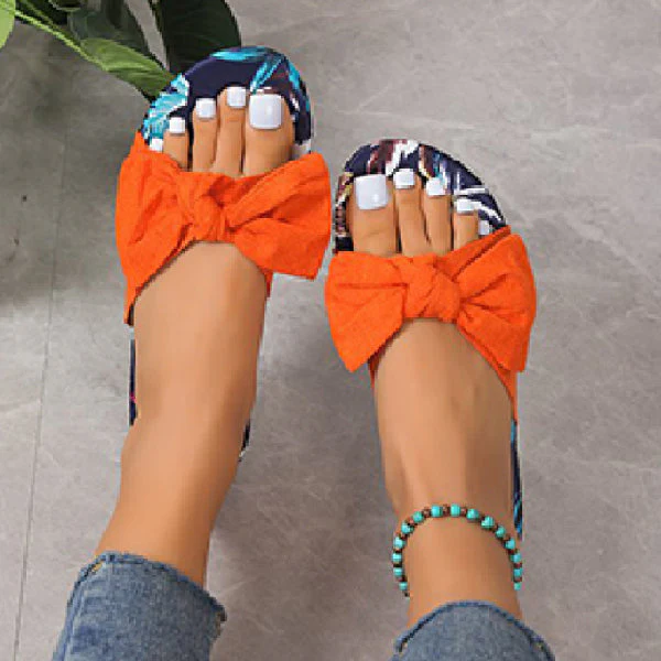 deanwangkt - Green Casual Daily Patchwork With Bow Round Comfortable Shoes - Deanwangkt