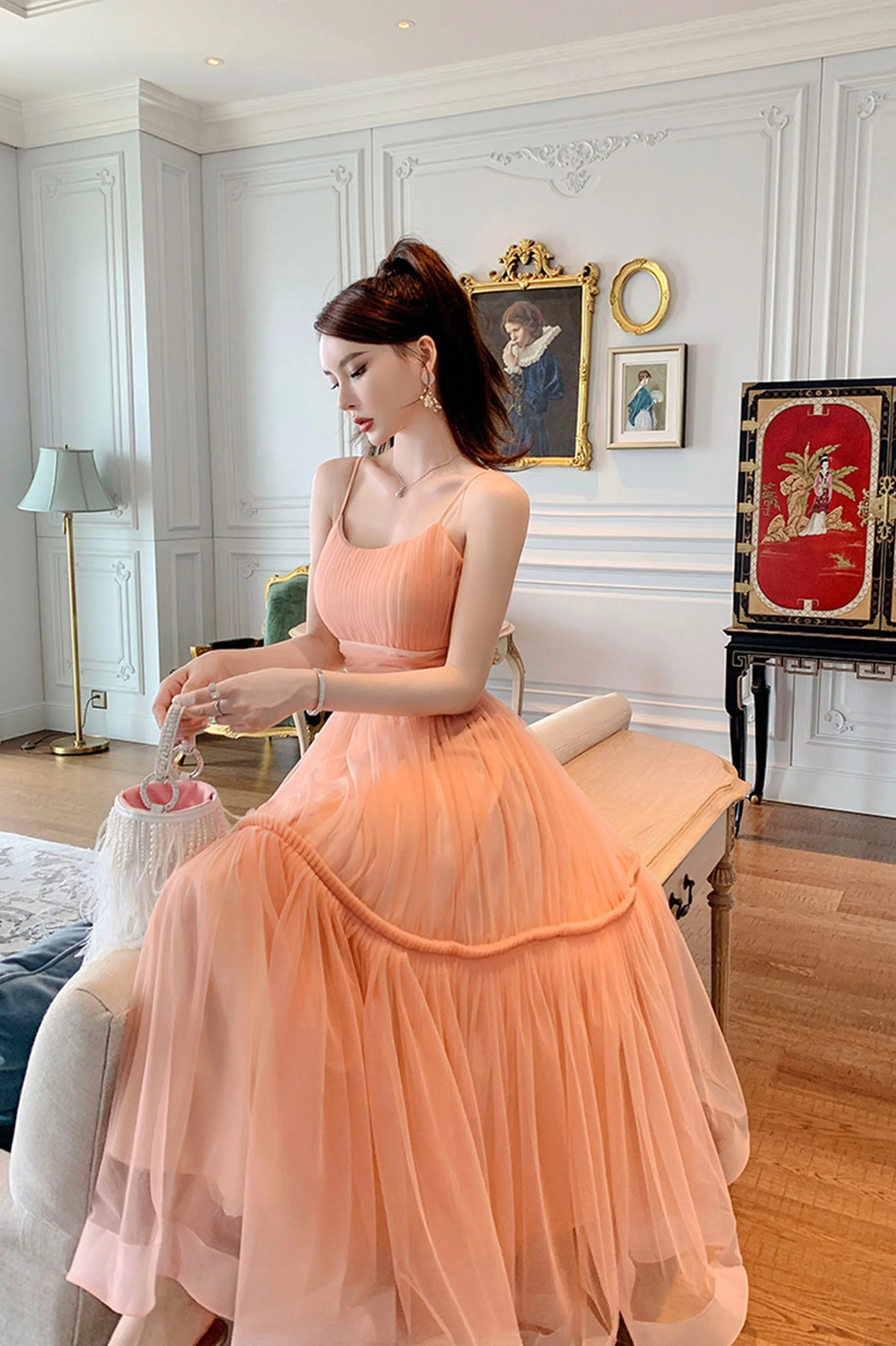 solvbao Cute Tulle Short A-Line Prom Dress, Spaghetti Strap Tulle Homecoming Dress - Deanwangkt