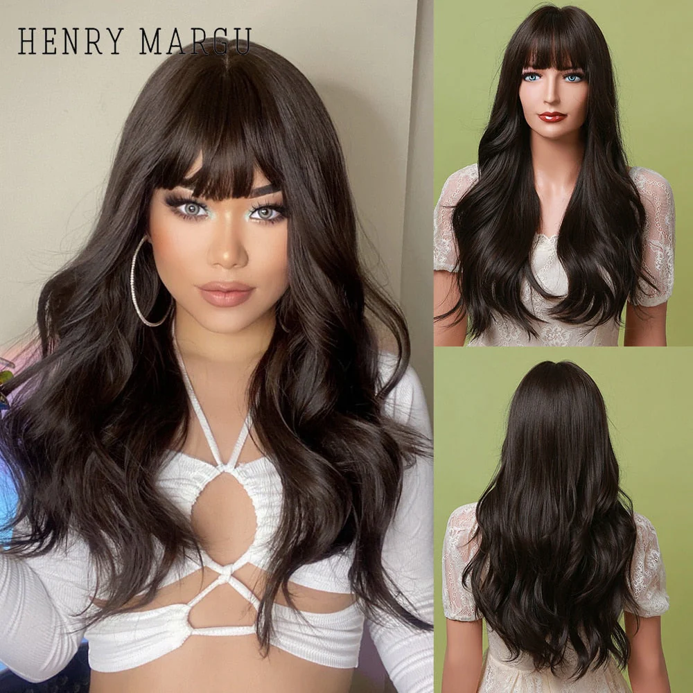 Pure Blonde Synthetic Hair Wigs Long Water Wave Wig for Women Colored Cosplay Lolita Wig with Bangs Heat Resistant - Deanwangkt