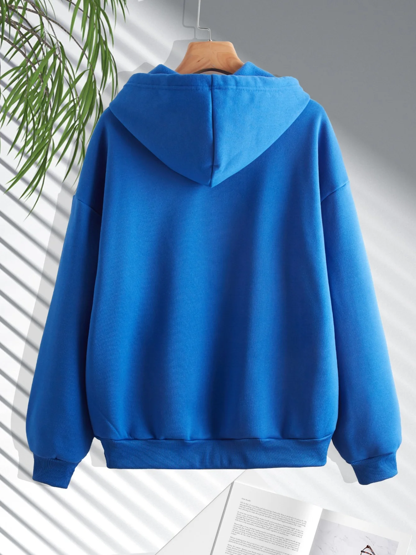 Women's Zip Up Casual Hoodie Solid Sweatshirt, Fashion Fall Long Sleeve Drawstring Hoodie - Deanwangkt