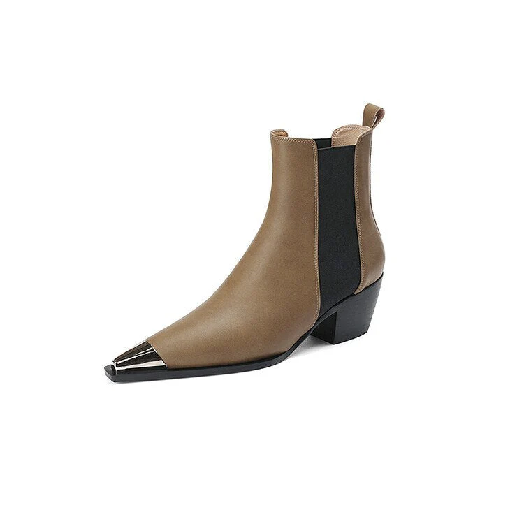 deanwangkt  fashion inspo   NEW Fall Women Boots Pointed Toe Chunky Heel Shoes for Women Black Split Leather Shoes Winter Concise Western Boots Cowboy Boots - Deanwangkt