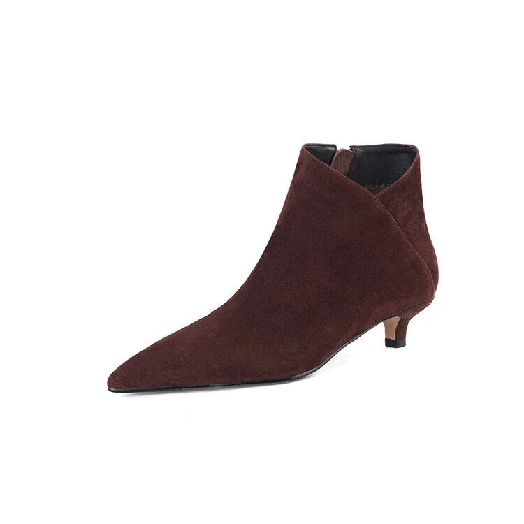 deanwangkt  fashion inspo    NEW Autumn Women Ankle Boots Sheep Suede Shoes Pointed Toe High Heel Shoes Women Concise Thin Heel Boots for Woman botines mujer - Deanwangkt