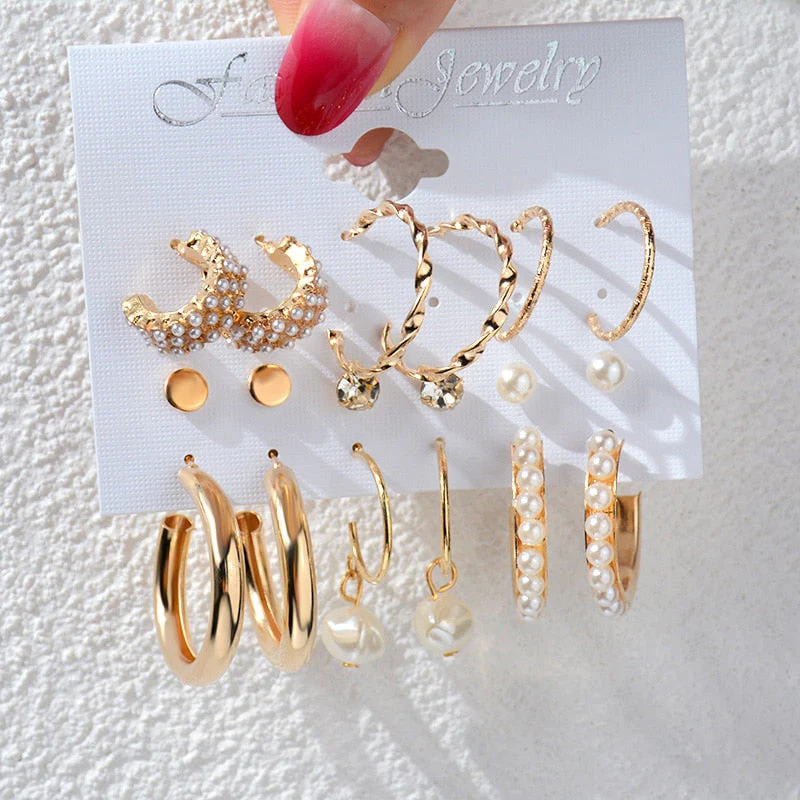 DEANWANGKT 23 Styles Women Earring Set Fashion Jewelry Gold Metal Big Hoop Dangle Drop Earing Butterfly Tassel Geometric Punk Brincos Femme - Deanwangkt