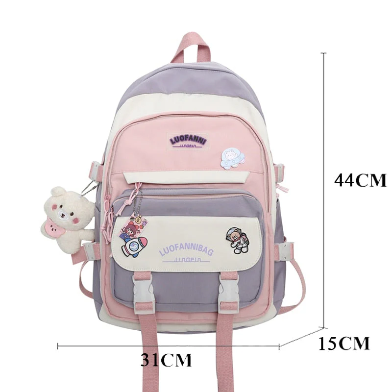 BACK TO SCHOOL  Fashion Women Backpack Cute Nylon Waterproof Set Bag Rucksack Teens Kawaii Bookbag for Girls Schoolbag Travel Mochila - Deanwangkt