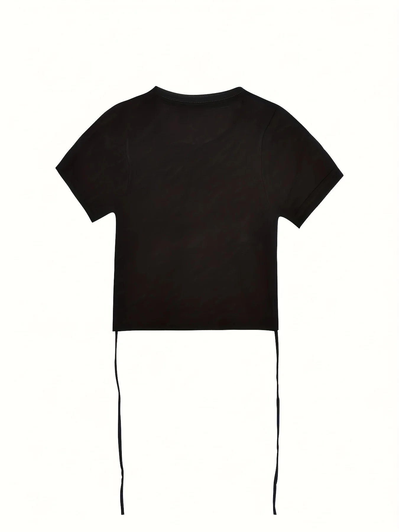 deanwangkt  Letter Print Crew Neck Crop Tee, Y2K Short Sleeve Tied Top For Spring & Summer, Women's Clothing - Deanwangkt